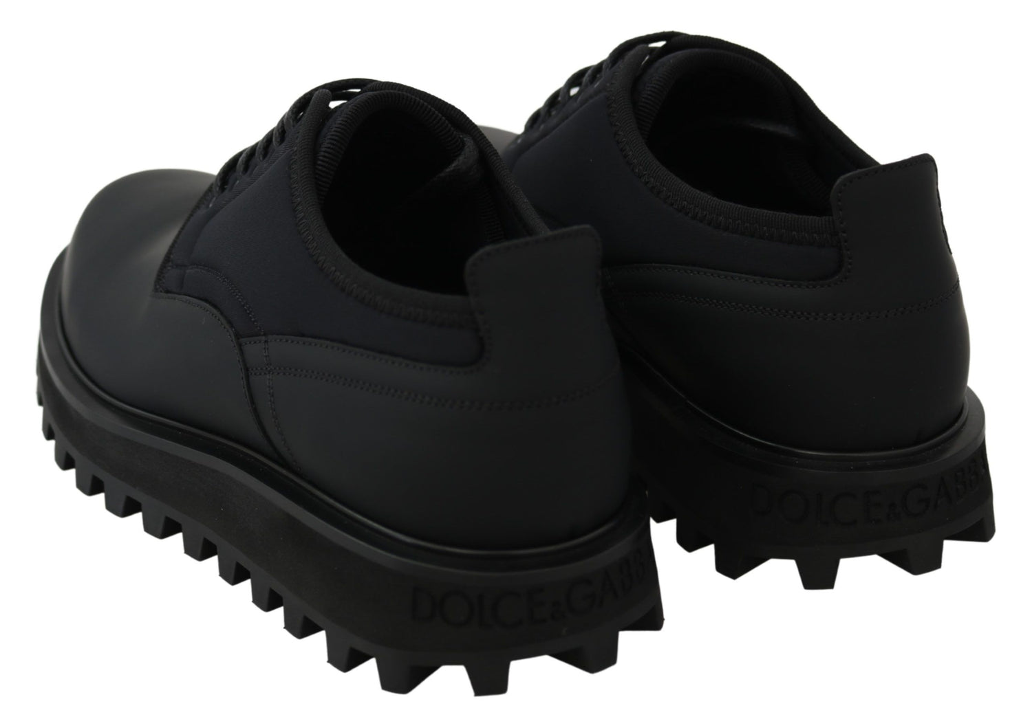 Dolce &amp;amp; Gabbana Svarta Gummiböjda Kalvskinns-Derby Vulcano-skor