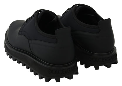 Dolce &amp;amp; Gabbana Svarta Gummiböjda Kalvskinns-Derby Vulcano-skor