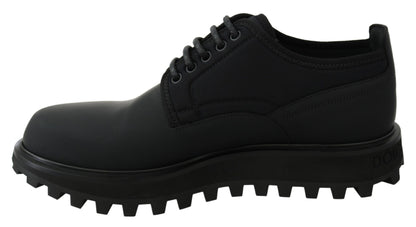 Dolce &amp;amp; Gabbana Svarta Gummiböjda Kalvskinns-Derby Vulcano-skor