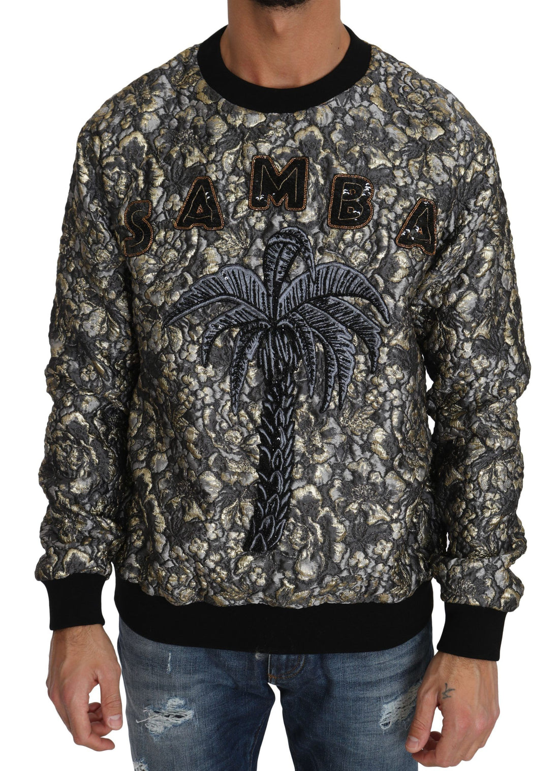Dolce &amp;amp; Gabbana Flerfärgad SAMBA Jacquard Palmtree Pullover Tröja