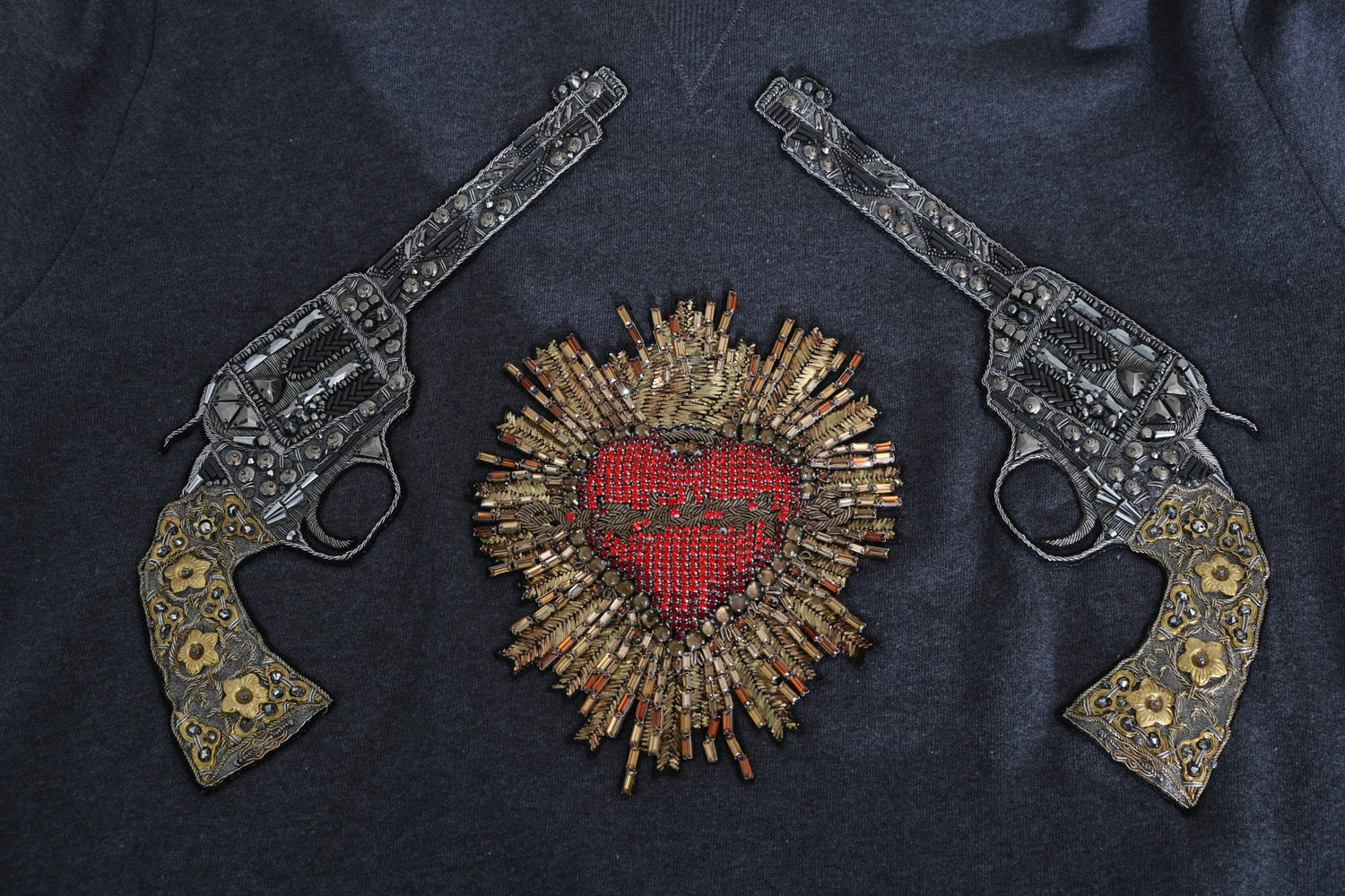 Dolce &amp;amp; Gabbana Grå Huva Röd Kristall Hjärta Pistoltröja