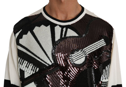 Dolce &amp;amp; Gabbana Vit Jazz Paljettgitarrtröja