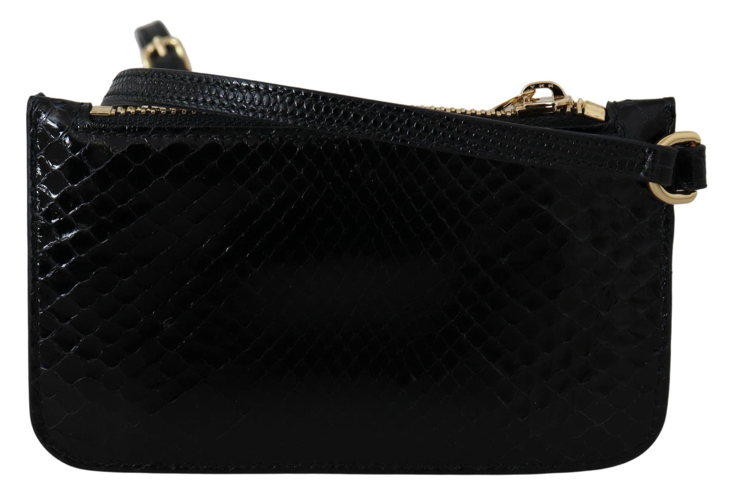 Dolce &amp;amp; Gabbana Svart Lädermyntväska Armbandsväska Spegel Agnese Plånbok