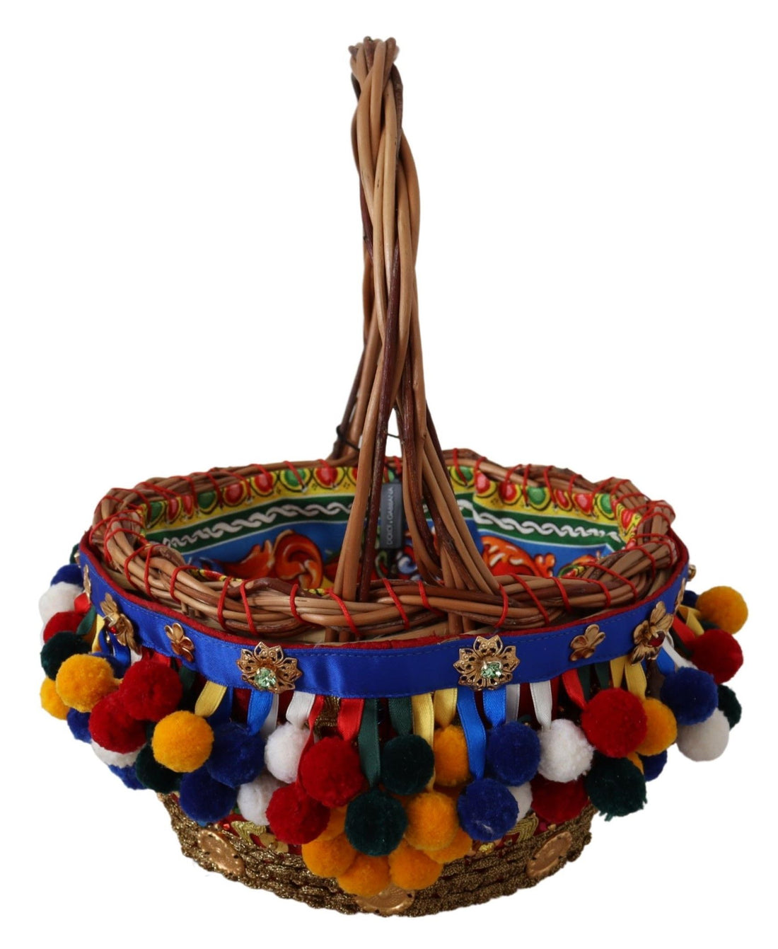 Dolce &amp;amp; Gabbana flerfärgad bomullsutsmyckad Agnese Basket-tygväska