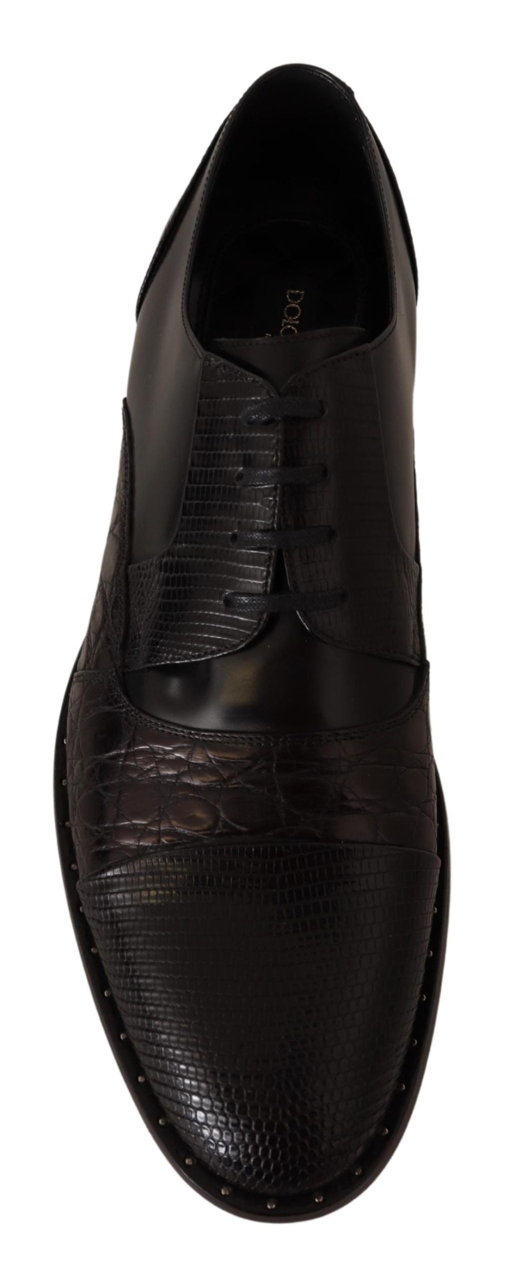 Dolce &amp;amp; Gabbana Svarta Läderskor med Exotiska Skinn