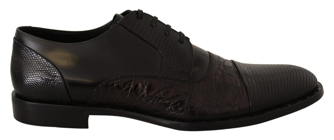 Dolce &amp;amp; Gabbana Svarta Läderskor med Exotiska Skinn