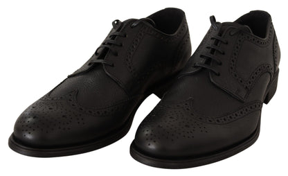 Dolce &amp;amp; Gabbana Svarta Läder Oxford Wingtip Formella Klädskor