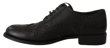 Dolce &amp;amp; Gabbana Svarta Läder Oxford Wingtip Formella Klädskor