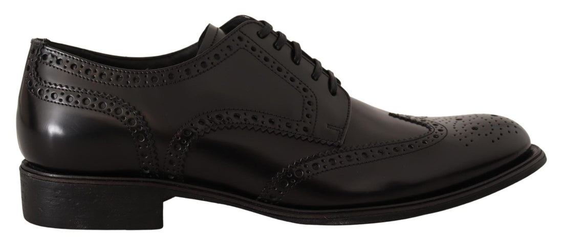 Dolce &amp;amp; Gabbana svarta oxford-läderskor med vingspets