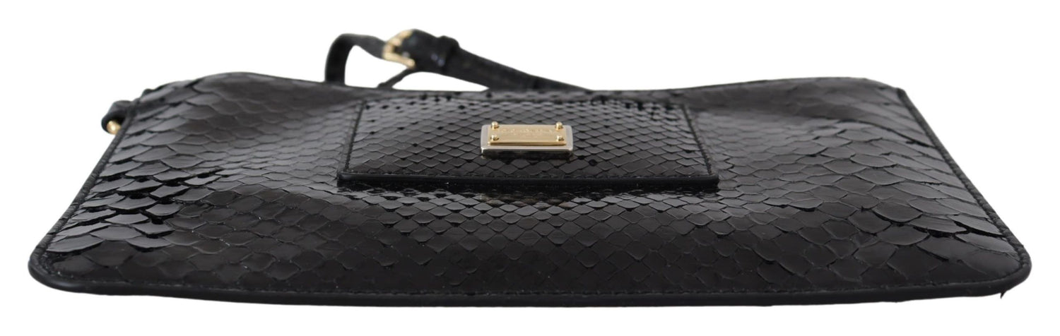 Dolce &amp;amp; Gabbana Svart Lädermyntväska Armbandsväska Spegel Agnese Plånbok