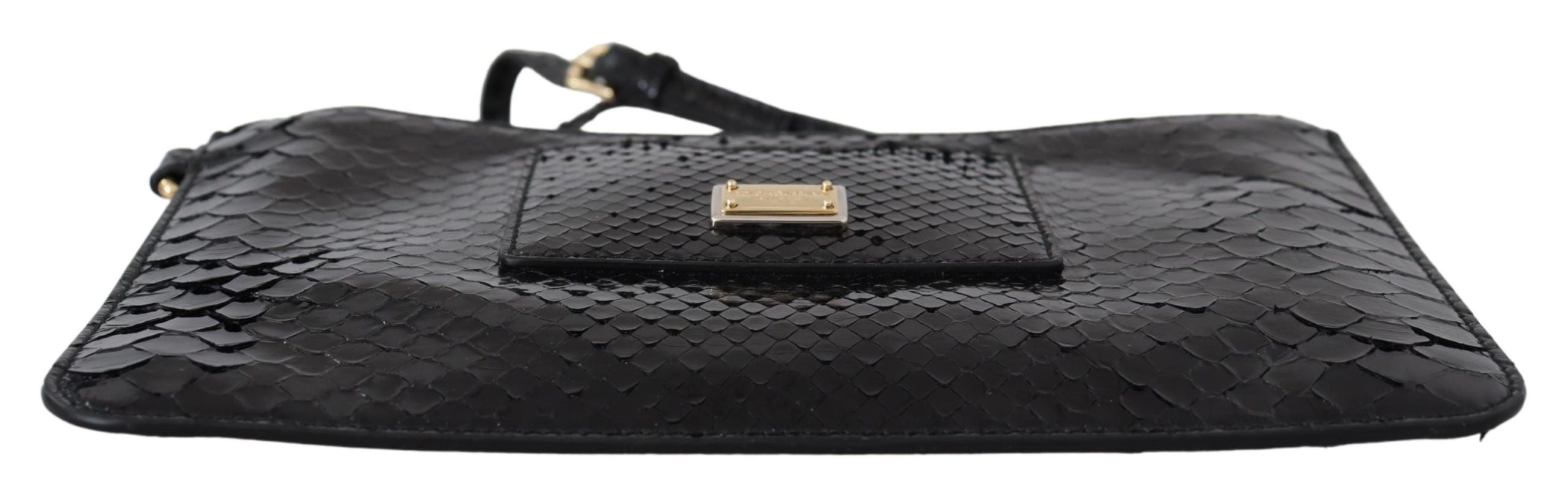 Dolce &amp;amp; Gabbana Svart Lädermyntväska Armbandsväska Spegel Agnese Plånbok