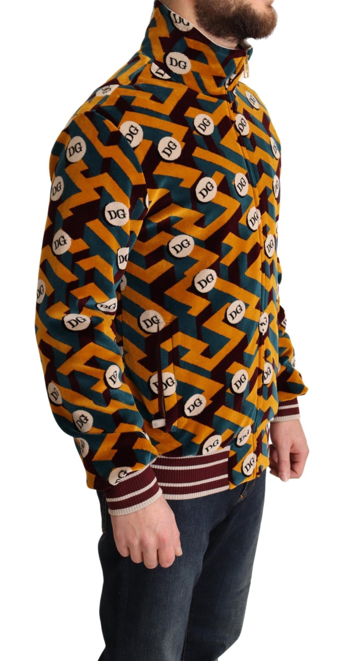 Dolce &amp;amp; Gabbana Flerfärgad Sammets DG Logo Herrtröja