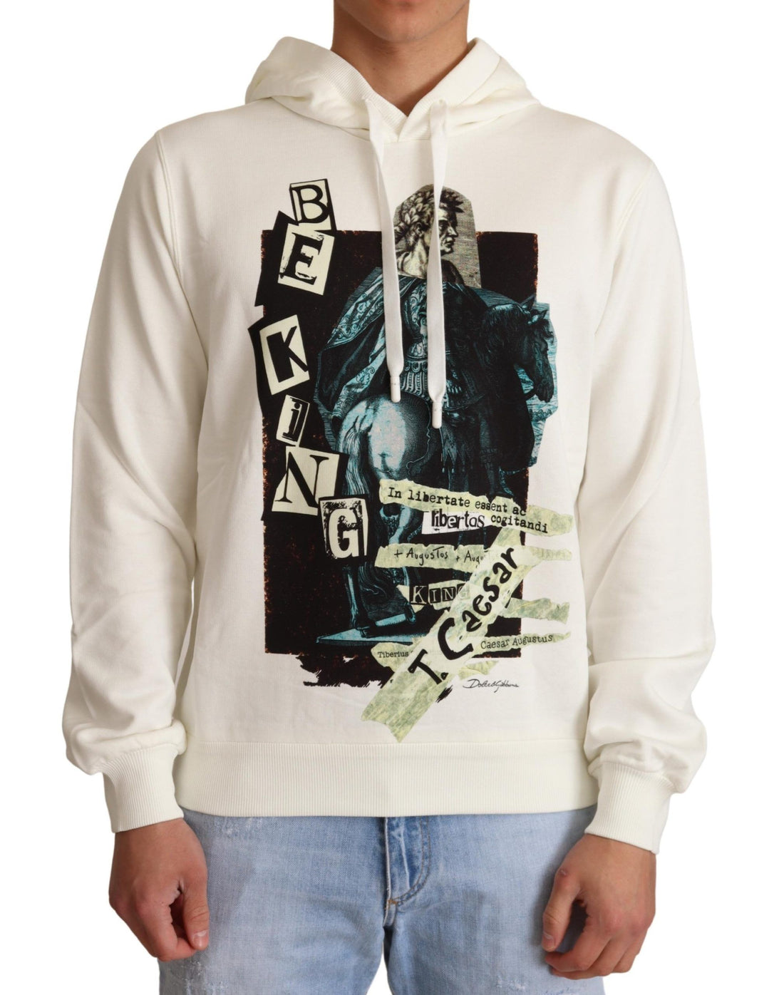 Dolce &amp;amp; Gabbana Vit King Caesar Bomullströja med Huva