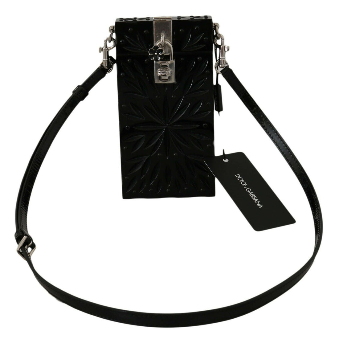 Dolce &amp;amp; Gabbana Svart Kristall Plexiglas Kors Cigarettfodral Hållare