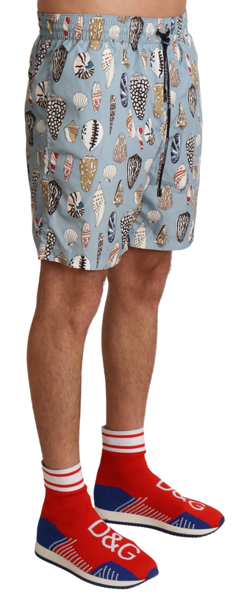 Dolce &amp;amp; Gabbana Blå Snäckskal Strandkläder Badkläder Shorts