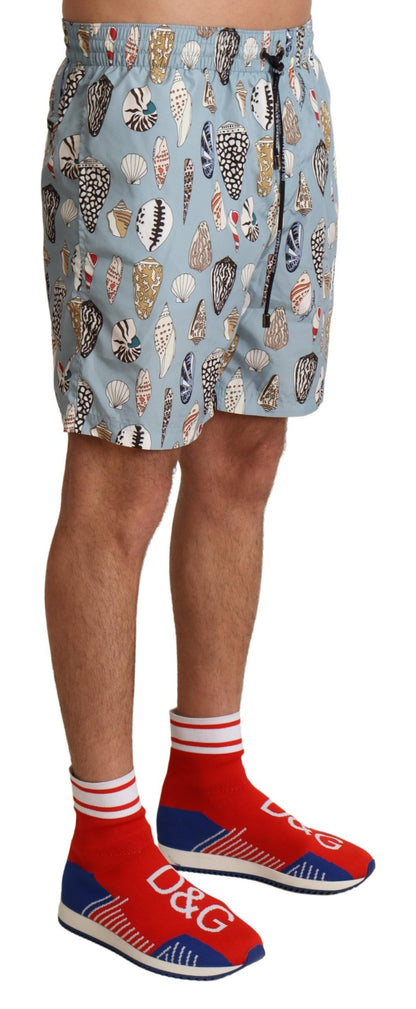 Dolce &amp;amp; Gabbana Blå Snäckskal Strandkläder Badkläder Shorts