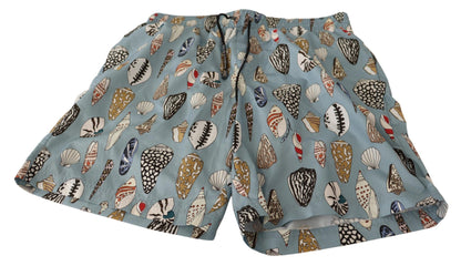 Dolce &amp;amp; Gabbana Blå Snäckskal Strandkläder Badkläder Shorts