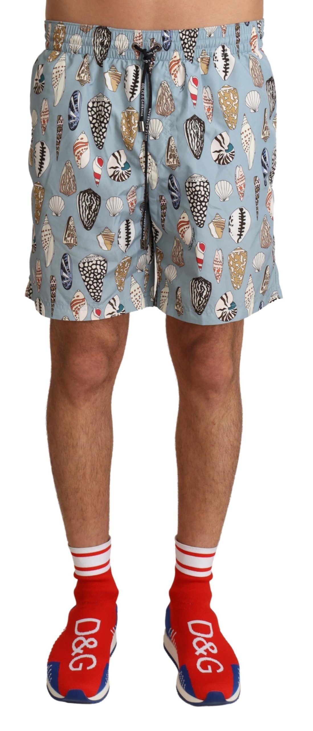 Dolce &amp;amp; Gabbana Blå Snäckskal Strandkläder Badkläder Shorts