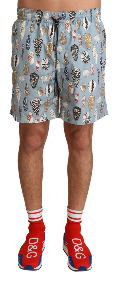 Dolce &amp;amp; Gabbana Blå Snäckskal Strandkläder Badkläder Shorts