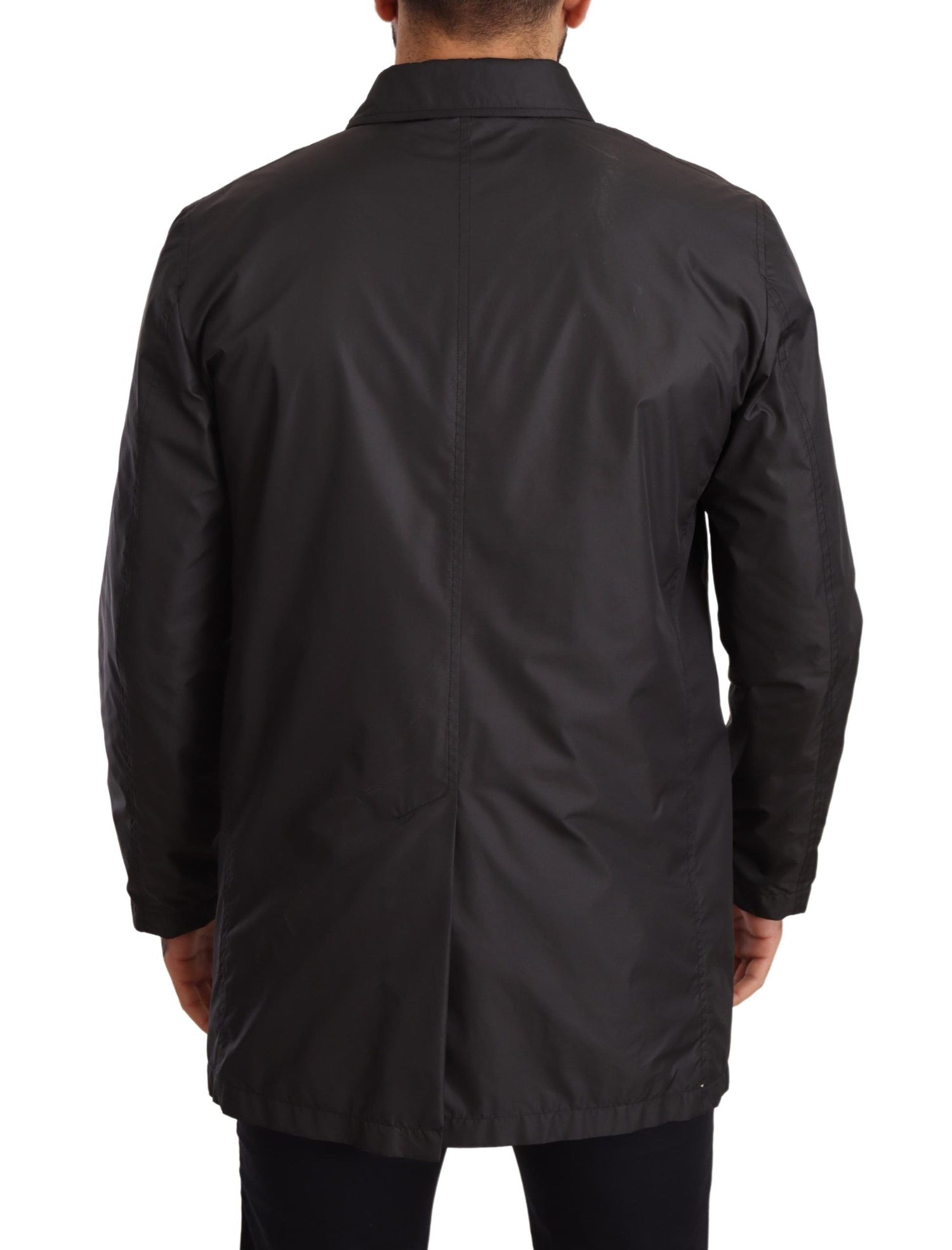 Dolce &amp;amp; Gabbana Svart Polyester Herr Trenchcoatjacka