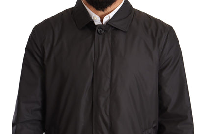 Dolce &amp;amp; Gabbana Svart Polyester Herr Trenchcoatjacka