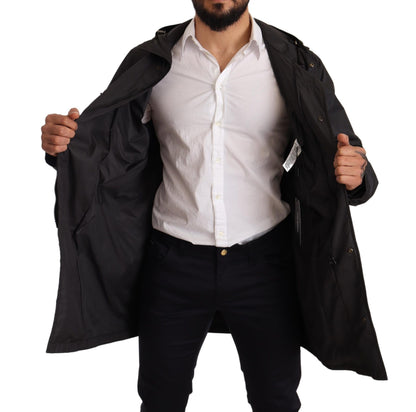Dolce &amp;amp; Gabbana Svart Trenchcoat Med Huva Herrjacka