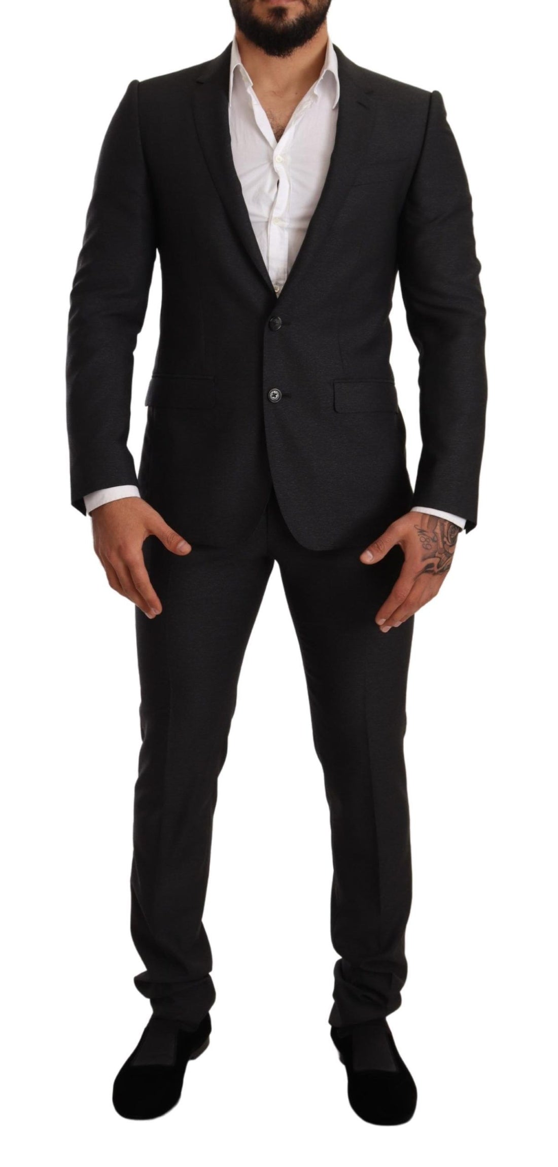 Dolce &amp;amp; Gabbana Grå Ull MARTINI Slim Fit Set Kostym