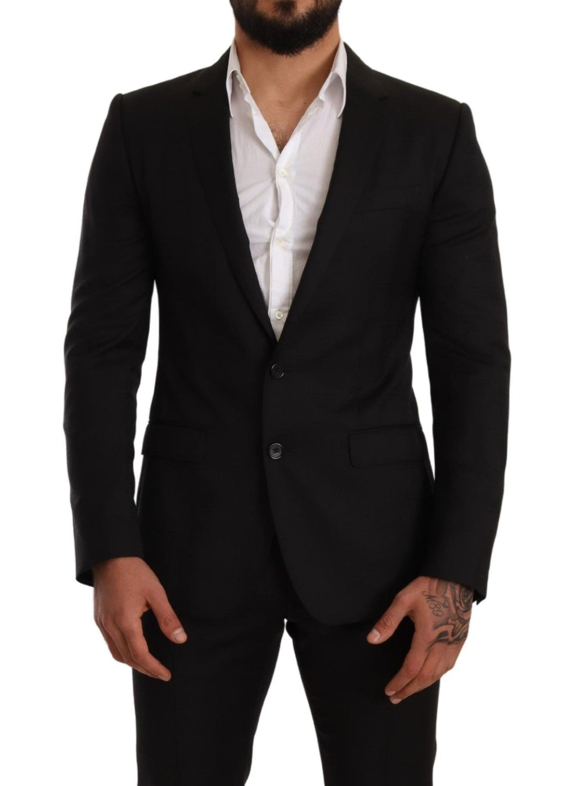 Dolce &amp;amp; Gabbana Svartrutig MARTINI SLIM FIT 2-delad kostym