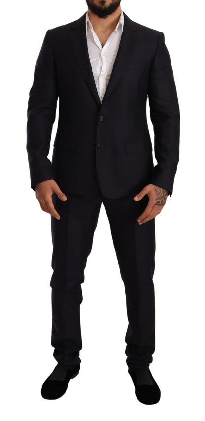 Dolce &amp;amp; Gabbana Blå Mönstrad MARTINI SLIM FIT 2-delad Kostym