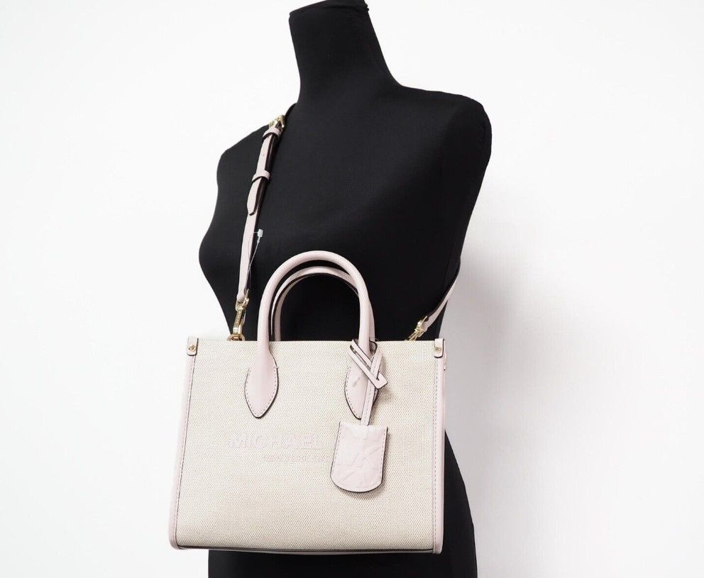 Michael Kors Mirella Liten Puderblush Canvas Shopper Axelväska