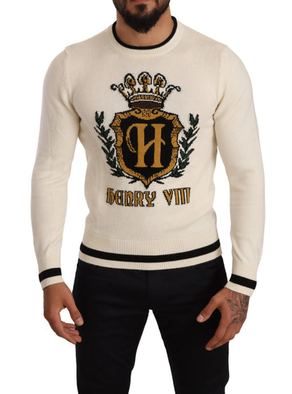 Dolce &amp;amp; Gabbana Vit Heraldisk Kashmirtröja