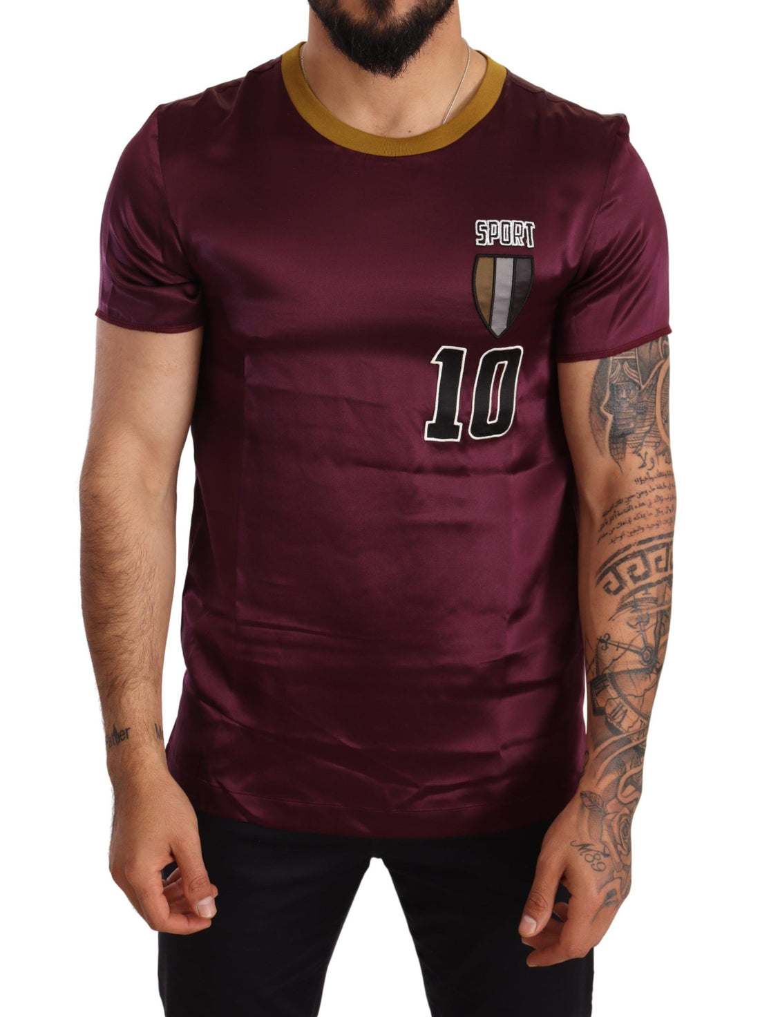 Dolce &amp;amp; Gabbana Lila Sport 10 Broderad Rundringad T-shirt