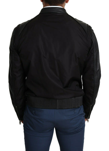 Dolce &amp;amp; Gabbana Svart Nylon Full Zip Herr Bomberjacka