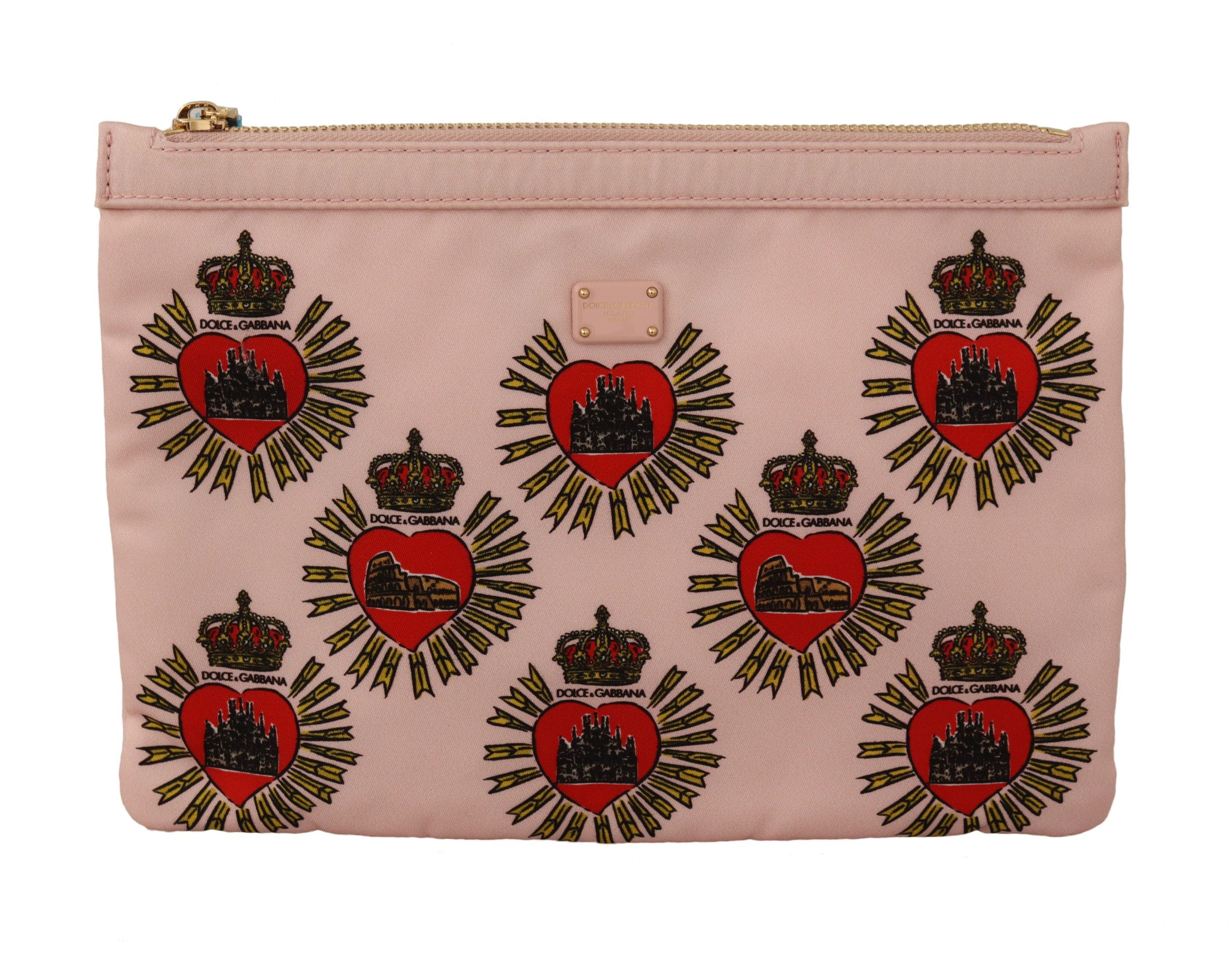 Dolce &amp;amp; Gabbana Kuvertväska Rosa D&amp;amp;G Logo Devotion Hjärta Necessär Plånbok