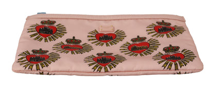 Dolce &amp;amp; Gabbana Kuvertväska Rosa D&amp;amp;G Logo Devotion Hjärta Necessär Plånbok