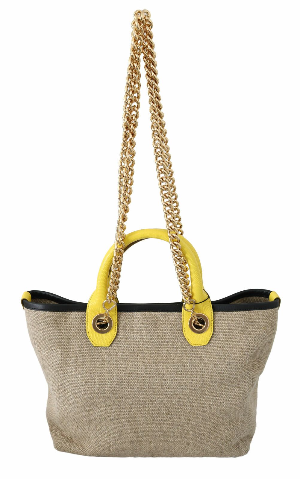 Dolce &amp;amp; Gabbana Beige Guldfärgad Kedjerem Axelremsväska