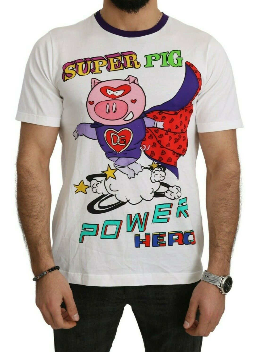 Dolce &amp;amp; Gabbana Vit bomullstopp Super Power Pig T-shirt