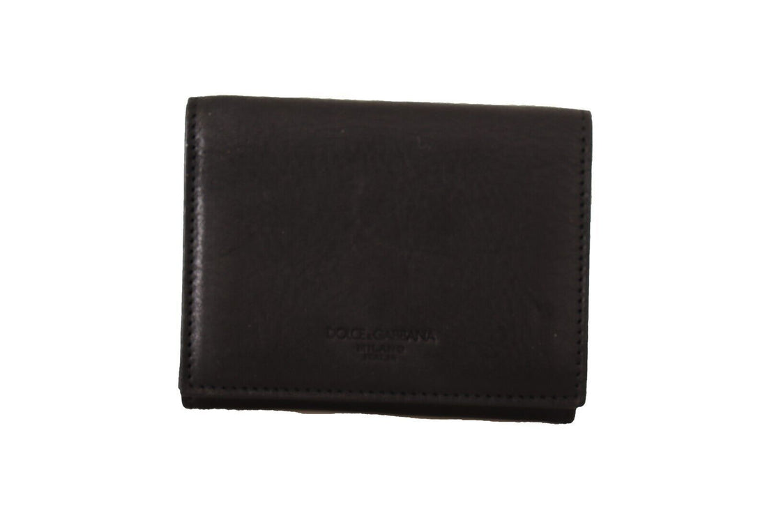Dolce &amp;amp; Gabbana Svart Läder Trifold Plånbok Bälte Multi Kit Plånbok