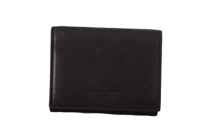 Dolce &amp;amp; Gabbana Svart Läder Trifold Plånbok Bälte Multi Kit Plånbok
