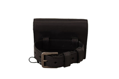 Dolce &amp;amp; Gabbana Svart Läder Trifold Plånbok Bälte Multi Kit Plånbok