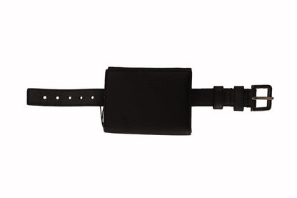 Dolce &amp;amp; Gabbana Svart Läder Trifold Plånbok med Bältesrem Multi Kit Plånbok