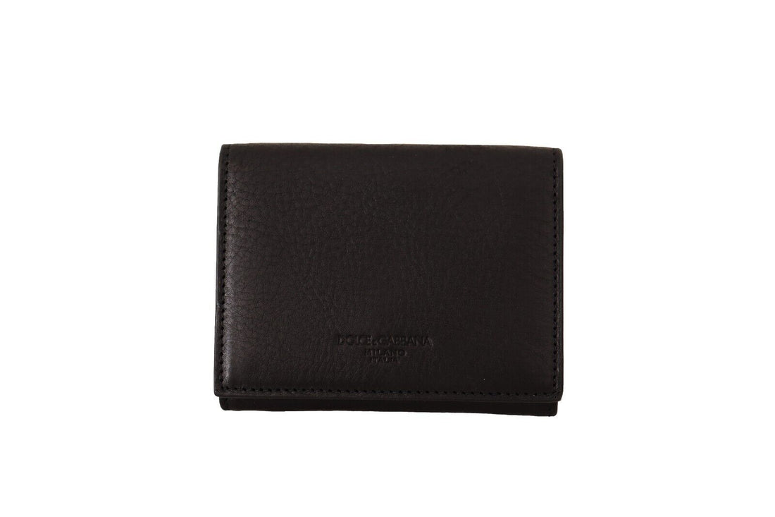 Dolce &amp;amp; Gabbana Svart Läder Trifold Plånbok med Bältesrem Multi Kit Plånbok