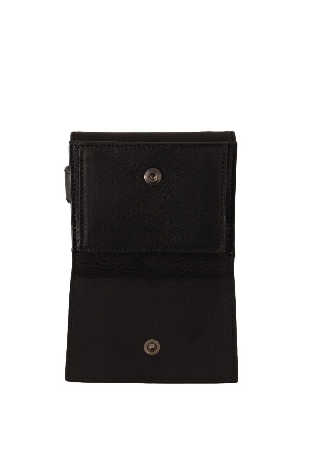 Dolce &amp;amp; Gabbana Svart Läder Trifold Plånbok med Bältesrem Multi Kit Plånbok