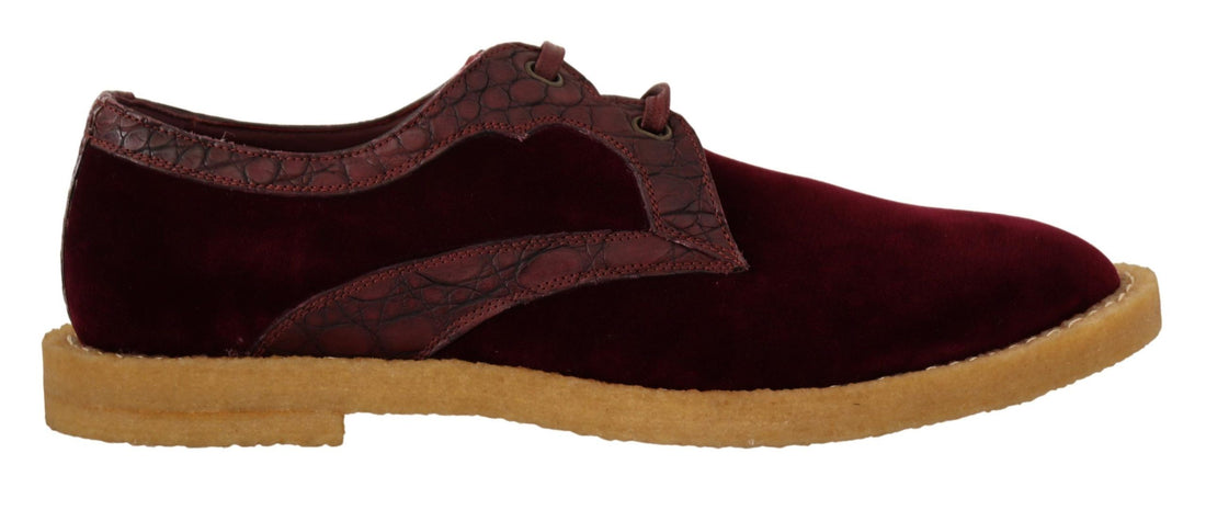 Dolce &amp;amp; Gabbana Bordeaux Sammetsskor i Exotiskt Läder