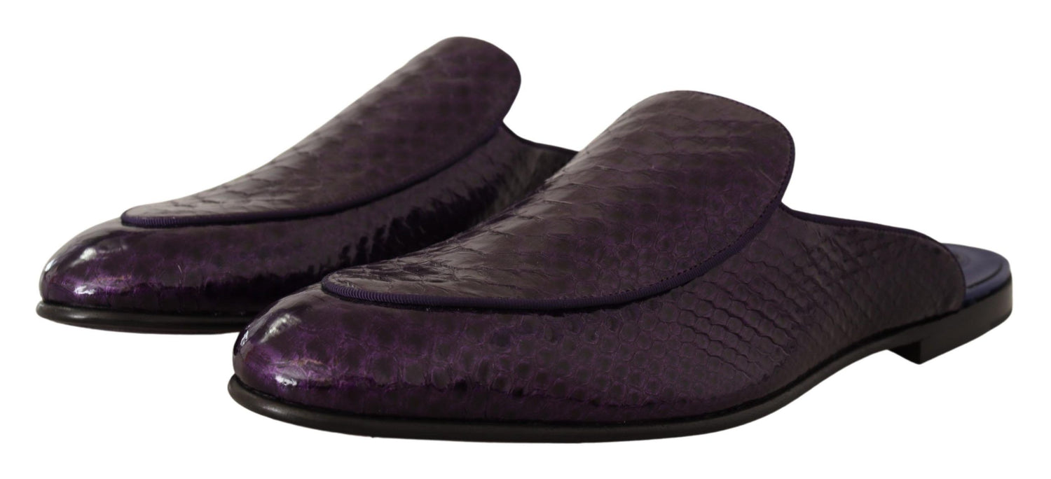Dolce &amp;amp; Gabbana Lila Exotiska Läder Flats Slip-ins