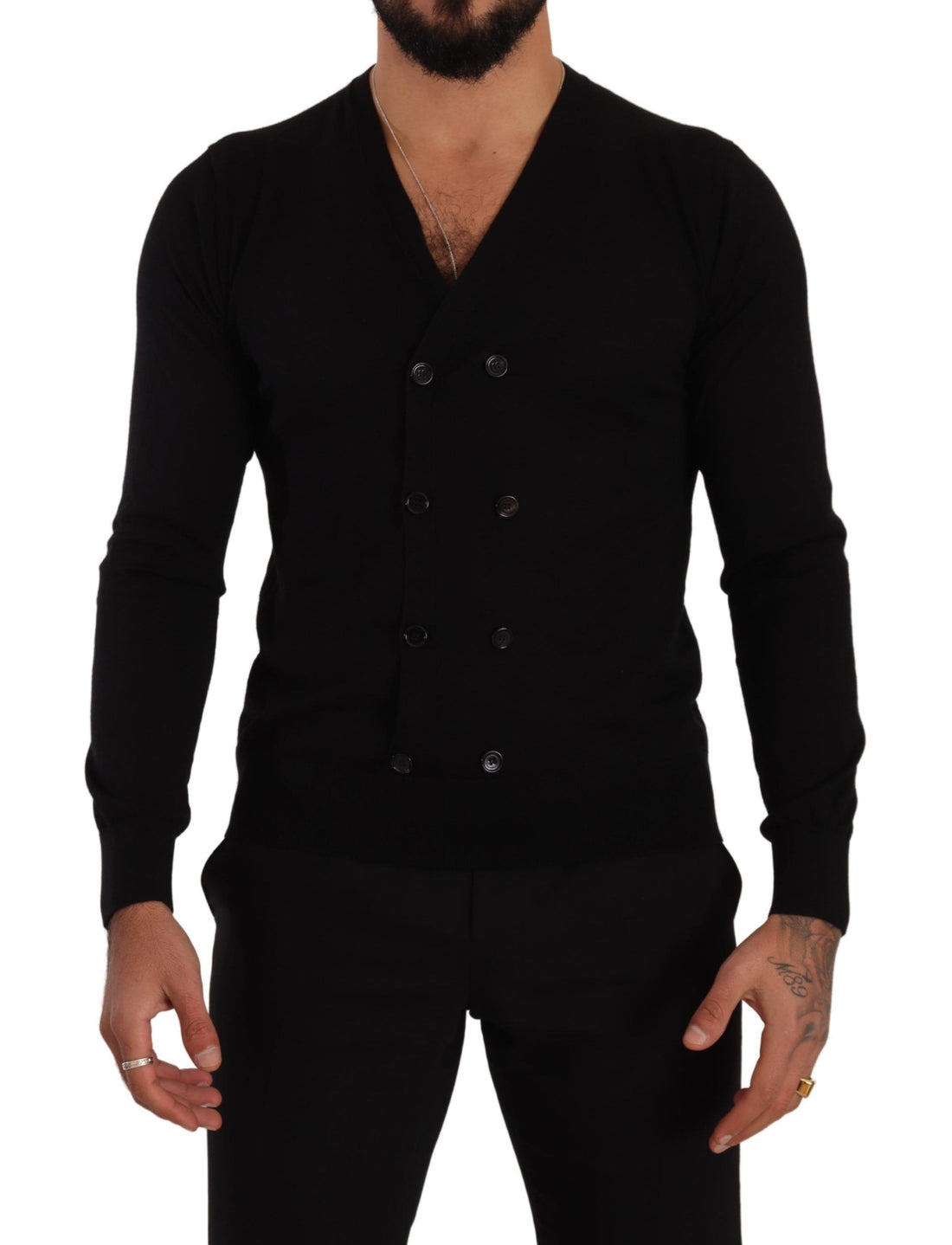 Dolce &amp;amp; Gabbana Svart Kashmirkofta Med Knappar