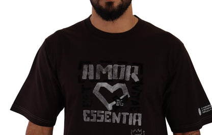Dolce &amp;amp; Gabbana Bordeaux bomull L-Amore tryckt t-shirt med rund hals