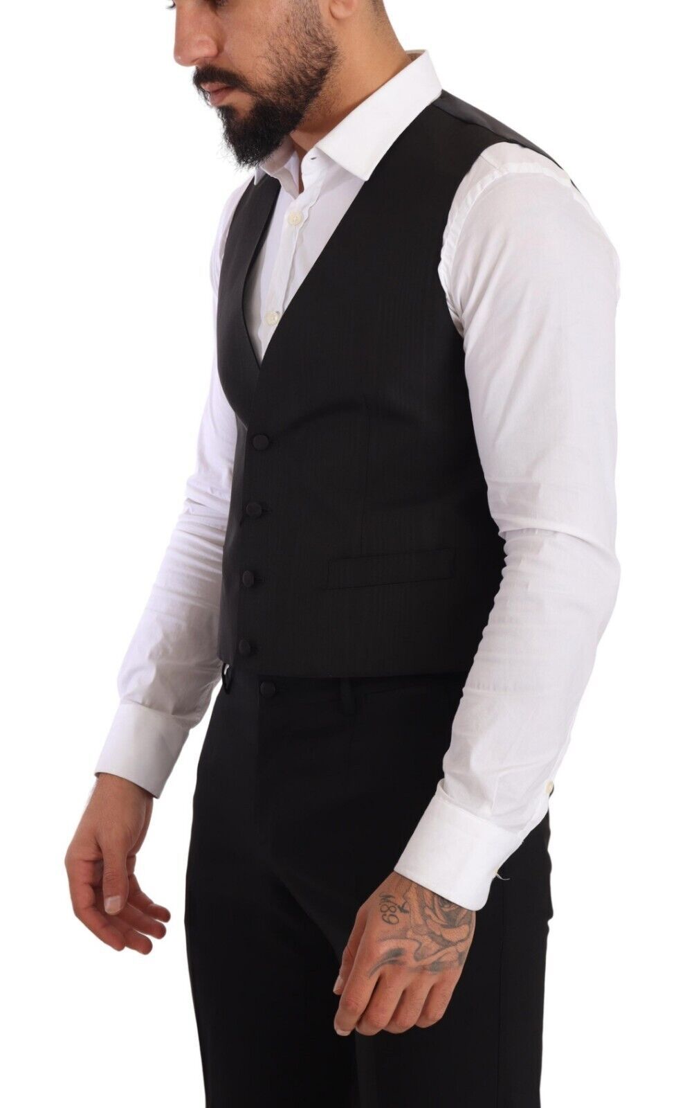 Dolce &amp;amp; Gabbana Grå Sidenväst Slim Fit Formell Väst