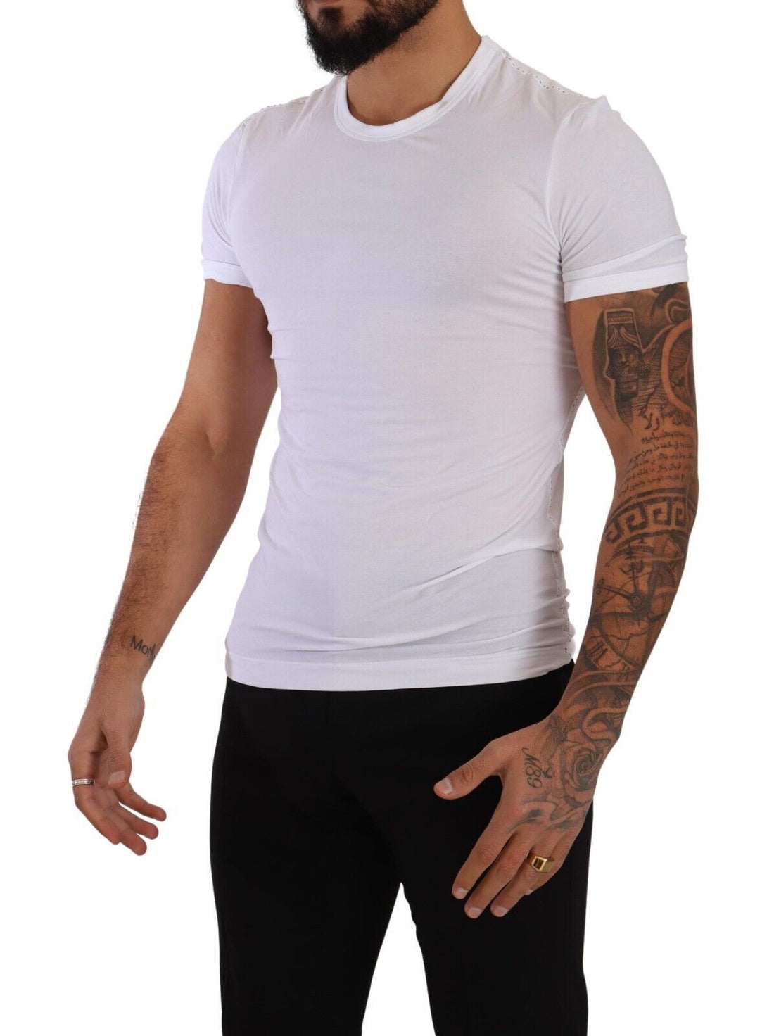 Dolce &amp;amp; Gabbana Vit Rundhalsad Bomulls Stretchig T-shirt Underkläder