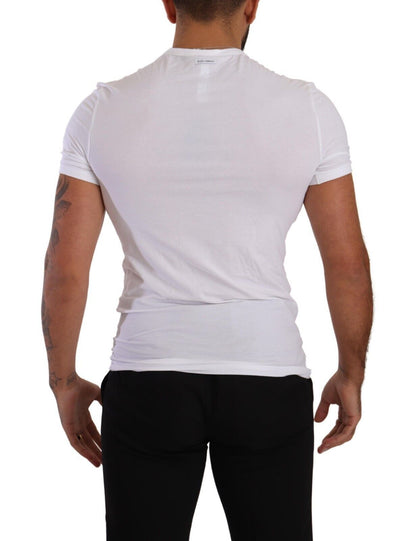 Dolce &amp;amp; Gabbana Vit Rundhalsad Bomulls Stretchig T-shirt Underkläder